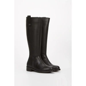Kadın Siyah Düz Taban Diz Altı Günlük Çizme