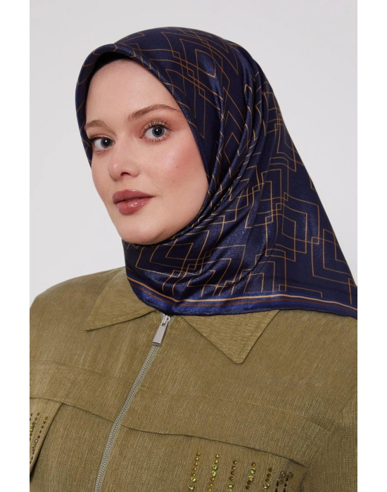 Levidor Kristal Eşarp Kare Desen Lacivert