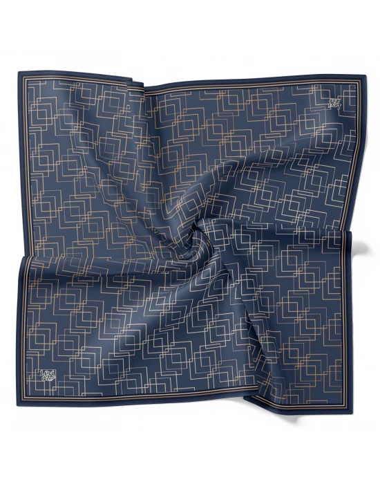 Levidor Kristal Eşarp Kare Desen İndigo Mavi