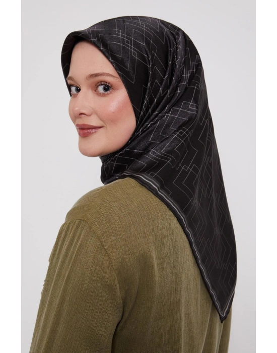 Levidor Kristal Eşarp Kare Desen Siyah