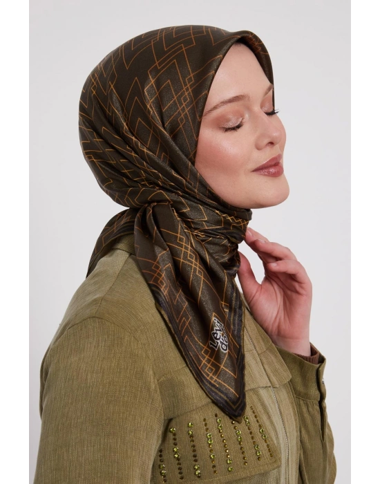 Levidor Kristal Eşarp Kare Desen Haki