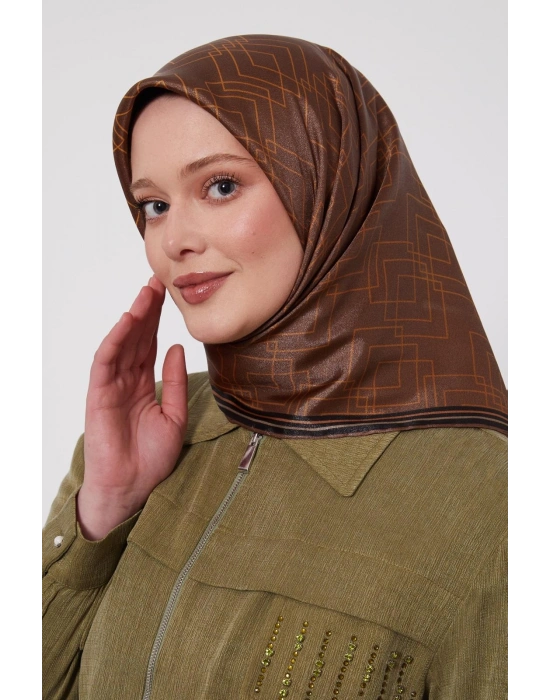 Levidor Kristal Eşarp Kare Desen Çikolata