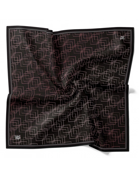 Levidor Kristal Eşarp Kare Desen Siyah Pudra