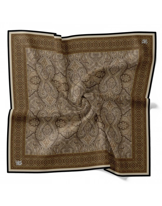 Levidor Kristal Eşarp Etnik Desen Yağ Yeşili