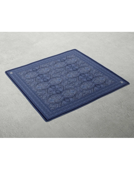 Levidor Kristal Eşarp Etnik Desen Saks Mavi