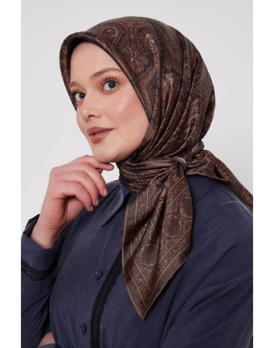 Levidor Kristal Eşarp Etnik Desen Kahve