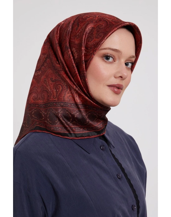 Levidor Kristal Eşarp Etnik Desen Bordo