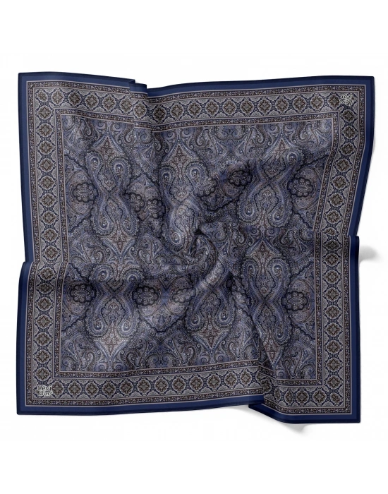 Levidor Kristal Eşarp Etnik Desen Lacivert