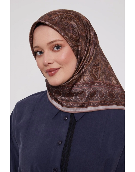 Levidor Kristal Eşarp Etnik Desen Pudra Vizon