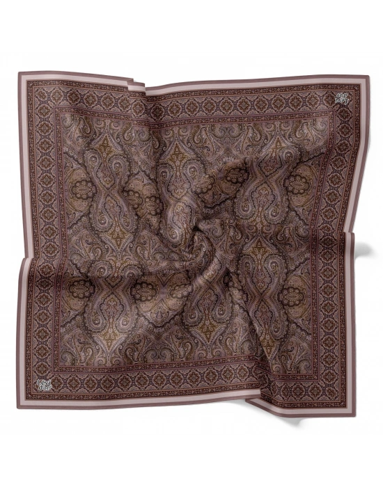 Levidor Kristal Eşarp Etnik Desen Pudra Vizon