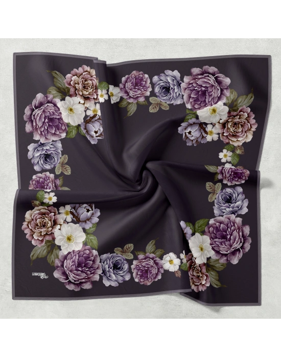 Bonjela Soft Eşarp D1 Çiçekli Füme