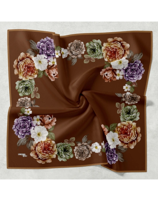 Bonjela Soft Eşarp D1 Çiçekli Kahve