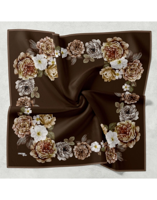 Bonjela Soft Eşarp D1 Çiçekli Acı Kahve