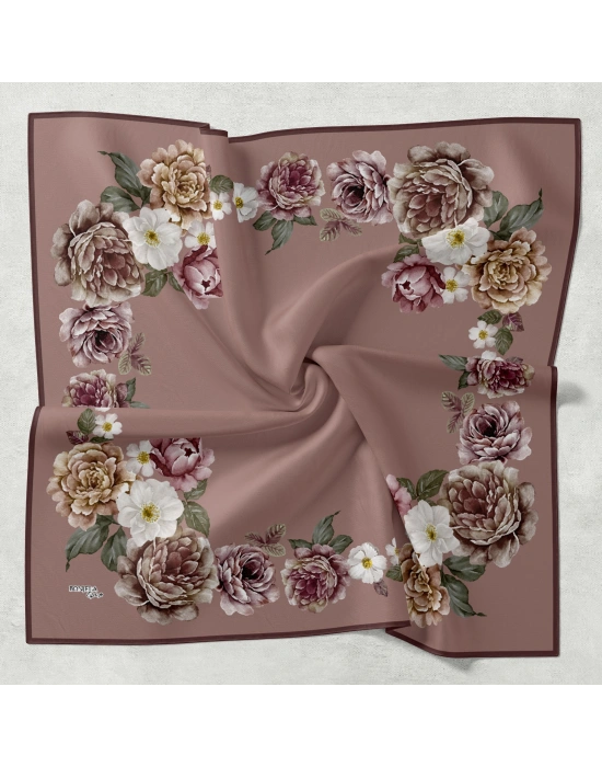 Bonjela Soft Eşarp D1 Çiçekli Gül Kurusu