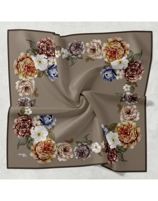 Bonjela Soft Eşarp D1 Çiçekli Gri