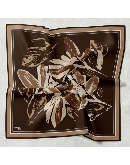 Bonjela Soft Eşarp Yonca Desen Acı Kahve