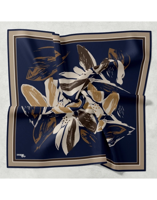 Bonjela Soft Eşarp Yonca Desen Lacivert Vizon