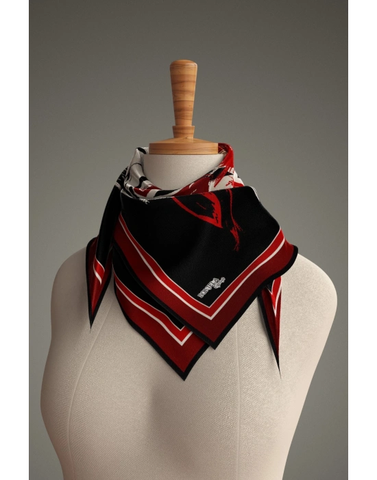 Bonjela Soft Eşarp Yonca Desen Siyah Bordo