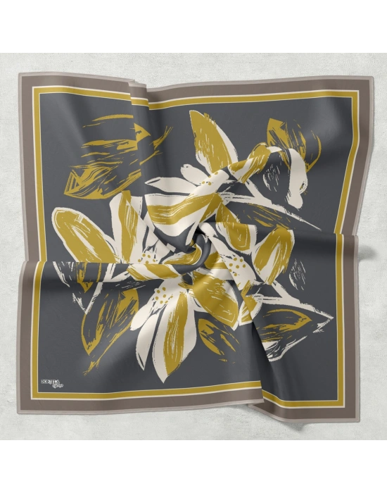 Bonjela Soft Eşarp Yonca Desen Gri