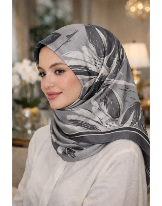 Bonjela Soft Eşarp Yonca Desen Füme