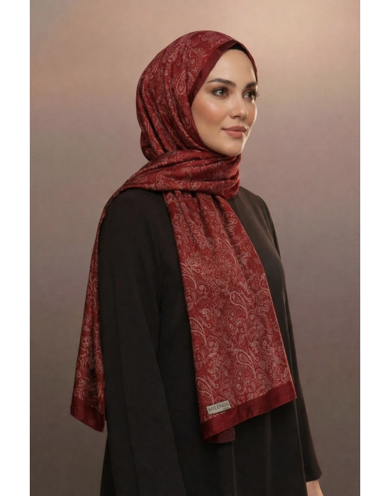 Mavi İpek Bordo Serisi Soft Pamuk Şal D2