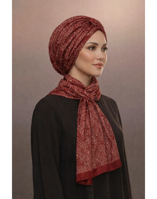 Mavi İpek Bordo Serisi Soft Pamuk Şal D2