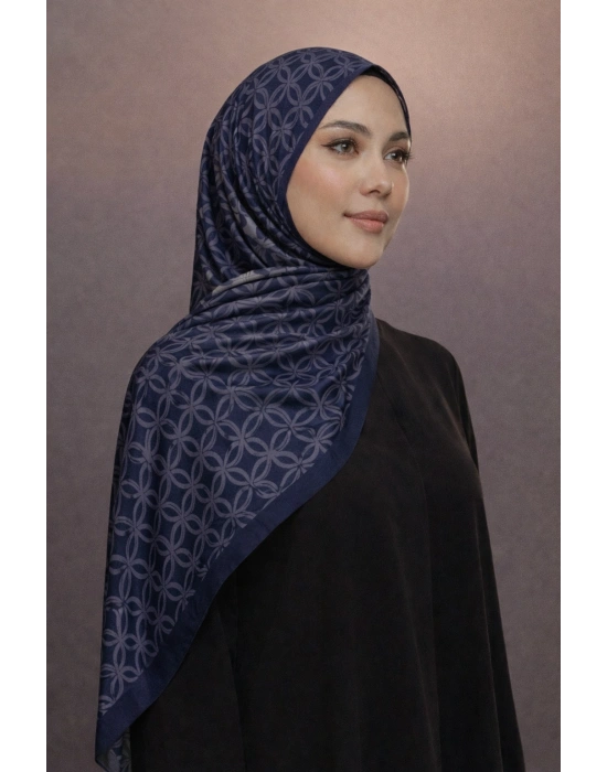 Mavi İpek Lacivert Serisi Soft Pamuk Şal D1