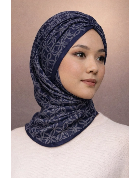 Mavi İpek Lacivert Serisi Soft Pamuk Şal D1