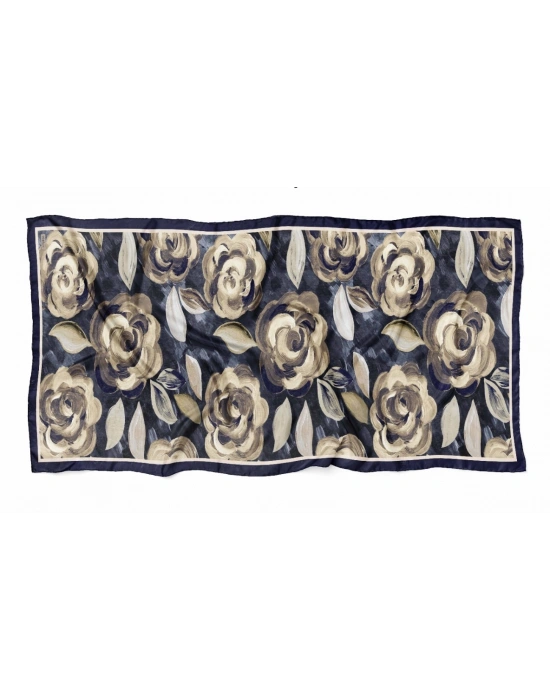 Mavi İpek Lacivert Serisi Soft Pamuk Şal D2