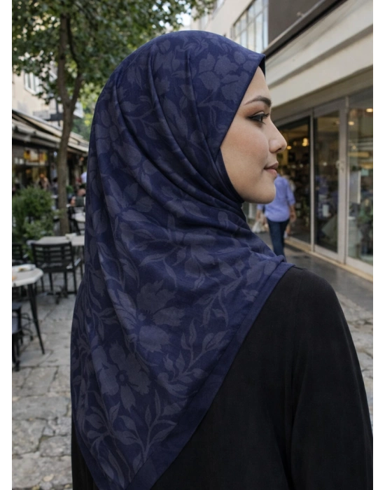 Mavi İpek Lacivert Serisi Soft Pamuk Şal D3