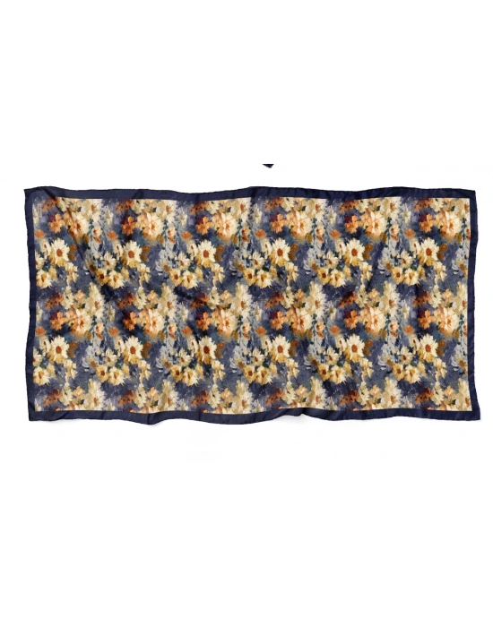 Mavi İpek Lacivert Serisi Soft Pamuk Şal D4