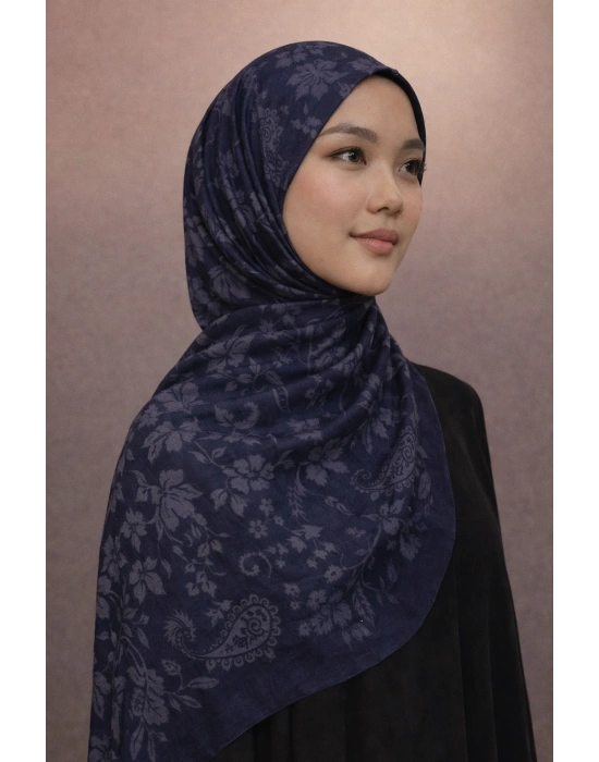 Mavi İpek Lacivert Serisi Soft Pamuk Şal D5