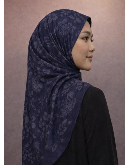 Mavi İpek Lacivert Serisi Soft Pamuk Şal D5