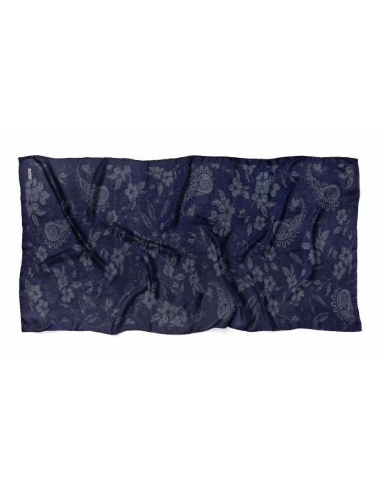 Mavi İpek Lacivert Serisi Soft Pamuk Şal D5