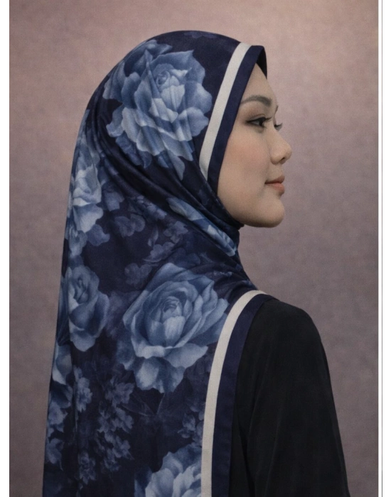 Mavi İpek Lacivert Serisi Soft Pamuk Şal D6