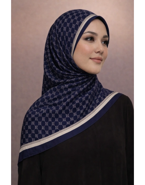 Mavi İpek Lacivert Serisi Soft Pamuk Şal D7