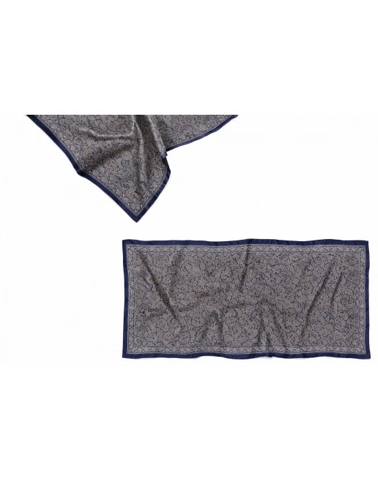 Mavi İpek Lacivert Serisi Soft Pamuk Şal D8