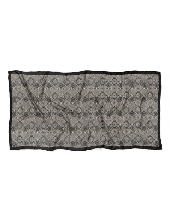 Mavi İpek Siyah Beyaz Serisi Soft Pamuk Şal D1