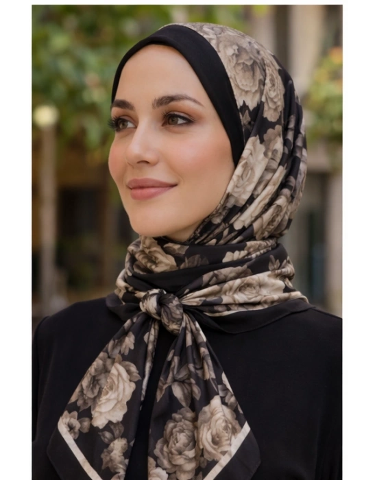 Mavi İpek Siyah Beyaz Serisi Soft Pamuk Şal D3