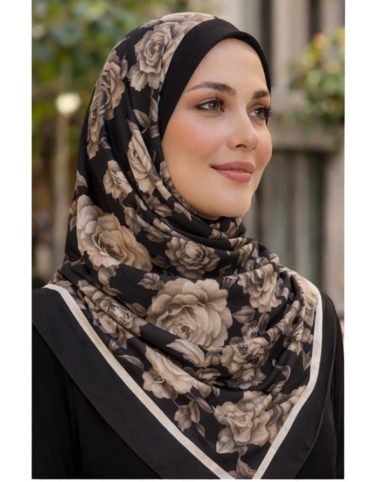 Mavi İpek Siyah Beyaz Serisi Soft Pamuk Şal D3