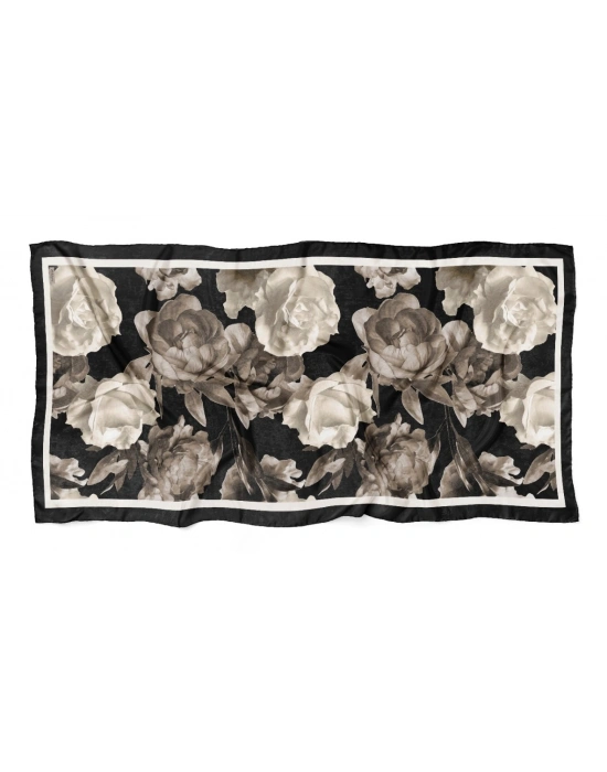 Mavi İpek Siyah Beyaz Serisi Soft Pamuk Şal D3