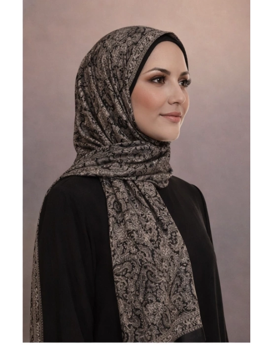 Mavi İpek Siyah Beyaz Serisi Soft Pamuk Şal D4