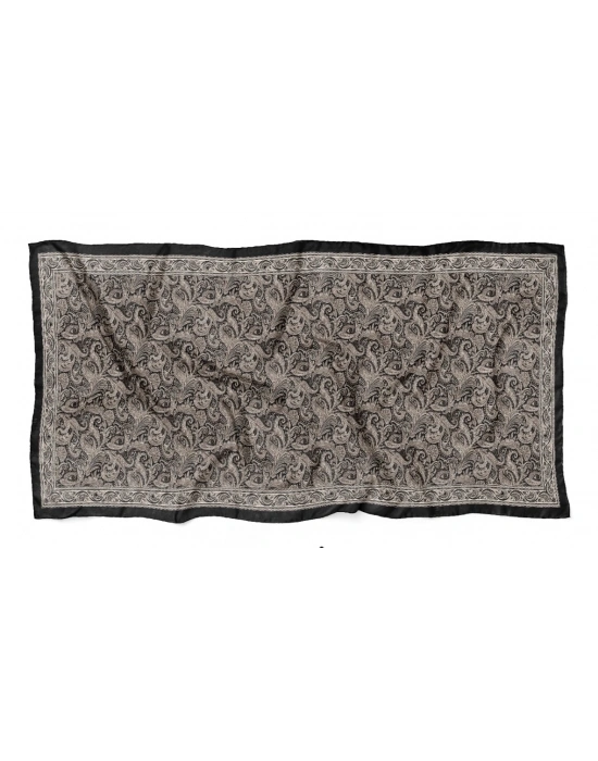 Mavi İpek Siyah Beyaz Serisi Soft Pamuk Şal D4