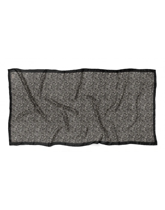 Mavi İpek Siyah Beyaz Serisi Soft Pamuk Şal D6