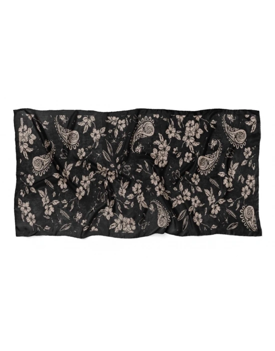 Mavi İpek Siyah Vizon Serisi Soft Pamuk Şal D1