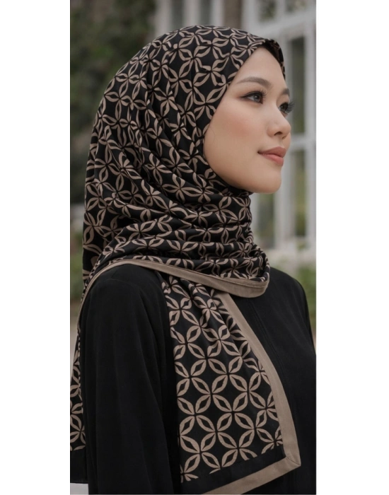 Mavi İpek Siyah Vizon Serisi Soft Pamuk Şal D3