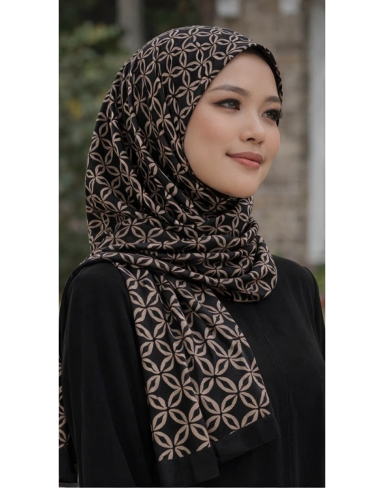 Mavi İpek Siyah Vizon Serisi Soft Pamuk Şal D3