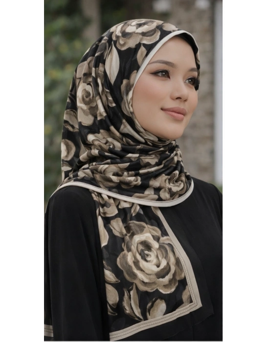 Mavi İpek Siyah Vizon Serisi Soft Pamuk Şal D5