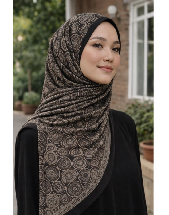 Mavi İpek Siyah Vizon Serisi Soft Pamuk Şal D6