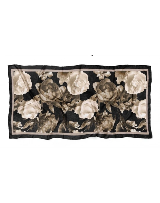 Mavi İpek Siyah Vizon Serisi Soft Pamuk Şal D8